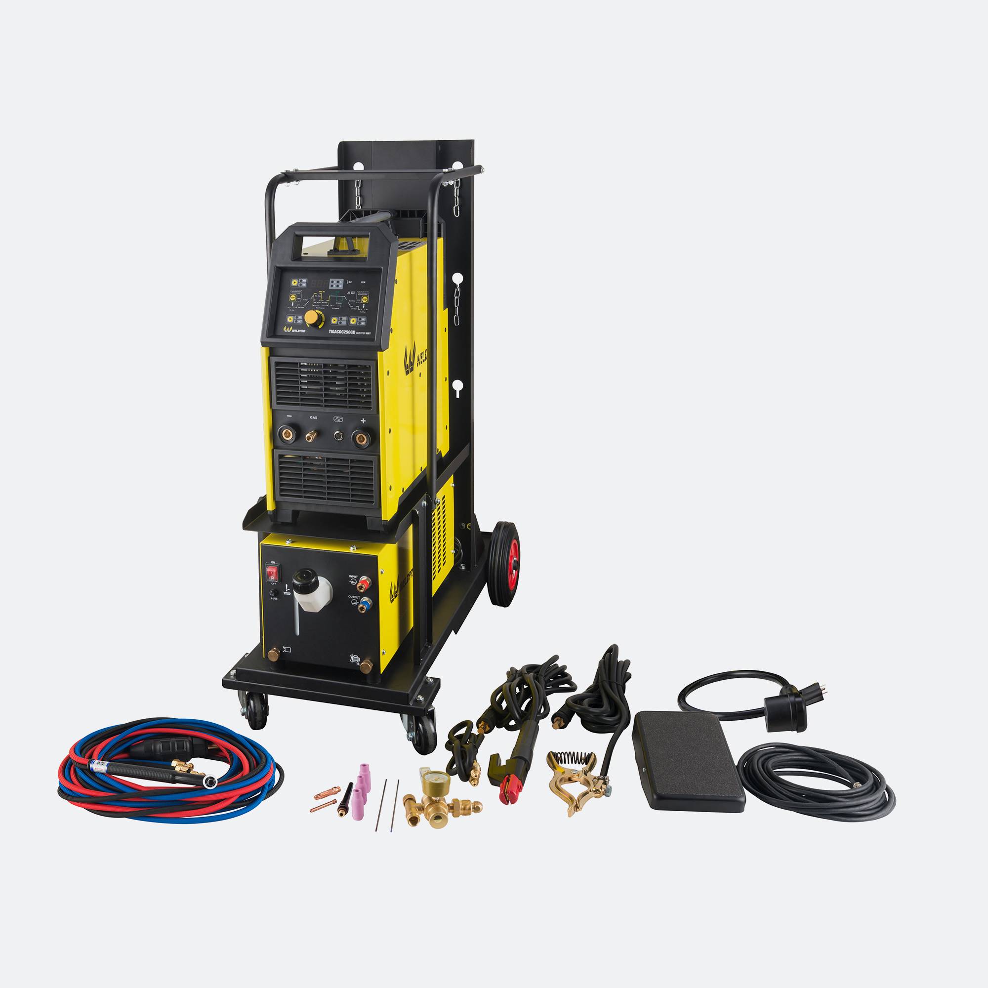 TIGACDC250GD with Cart, Cooler, and CK20 TIG Torch - Complete Package